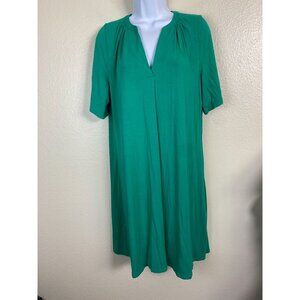 J .jill Wearever Green V-Neck Midi Dress Size Medium Short Sleeve Jersey Stretch